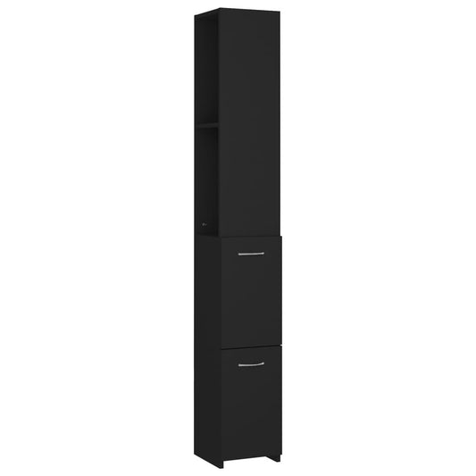 Badschrank Schwarz 25X26,5X170 Cm Holzwerkstoff