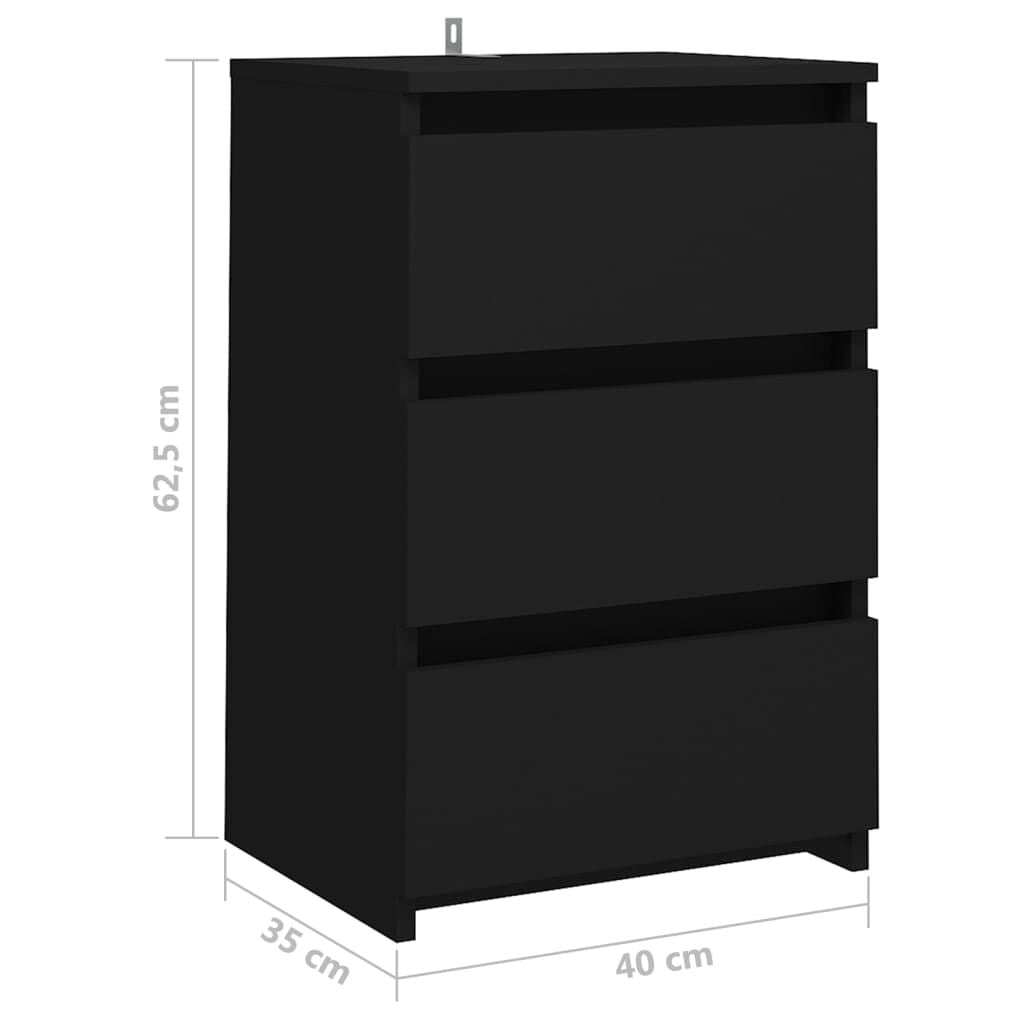 Nachttisch Schwarz 40X35X62,5 Cm Holzwerkstoff