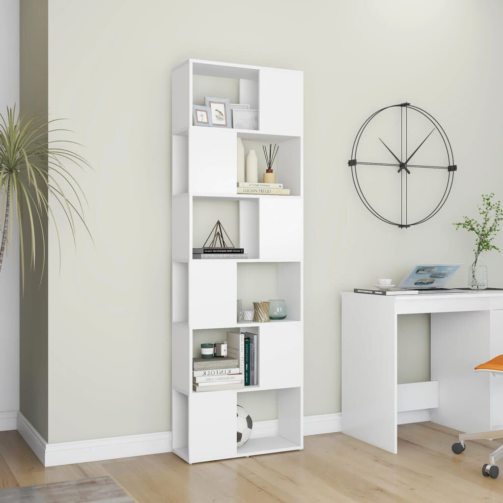 Bücherregal Raumteiler Weiß 60X24X186 Cm