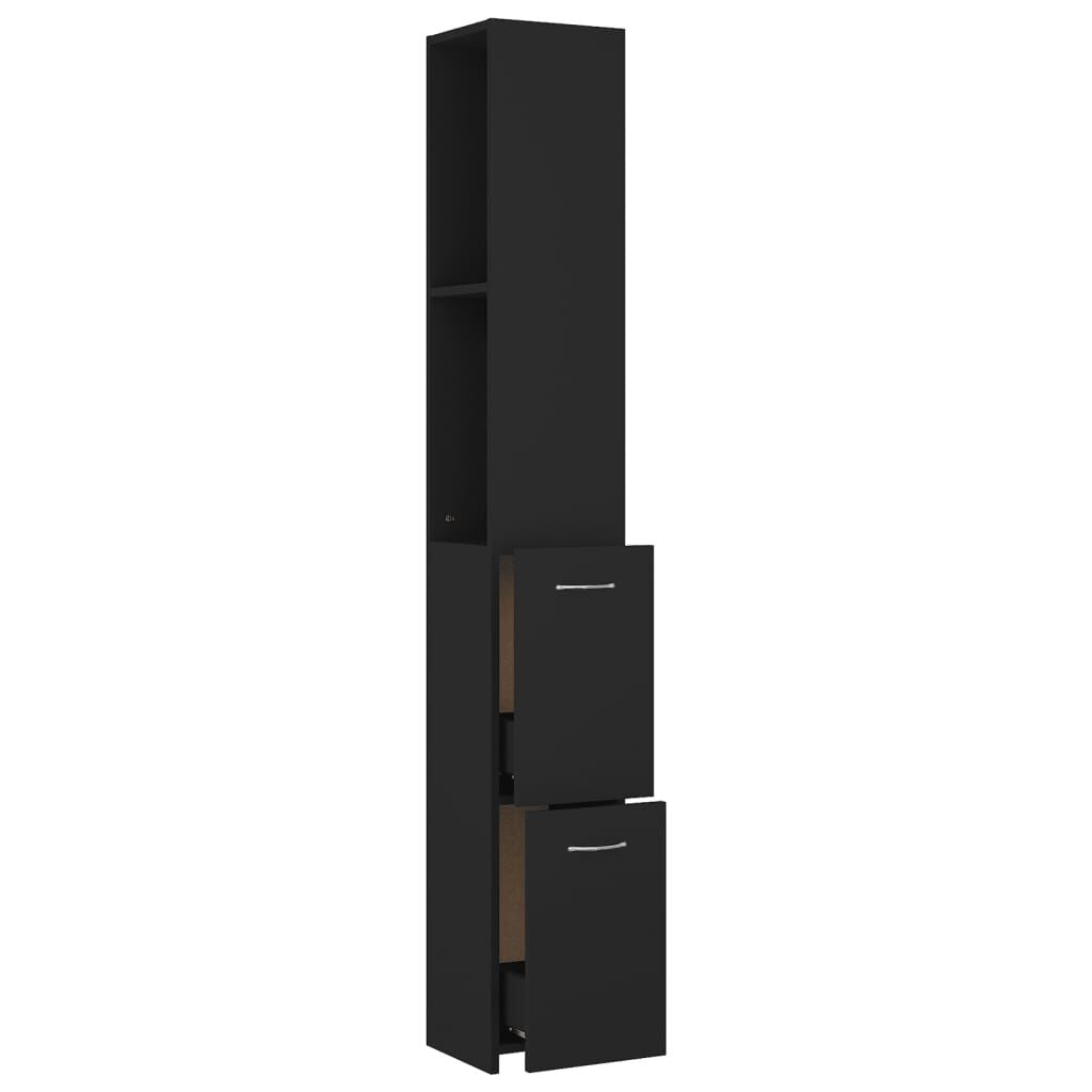 Badschrank Schwarz 25X26,5X170 Cm Holzwerkstoff