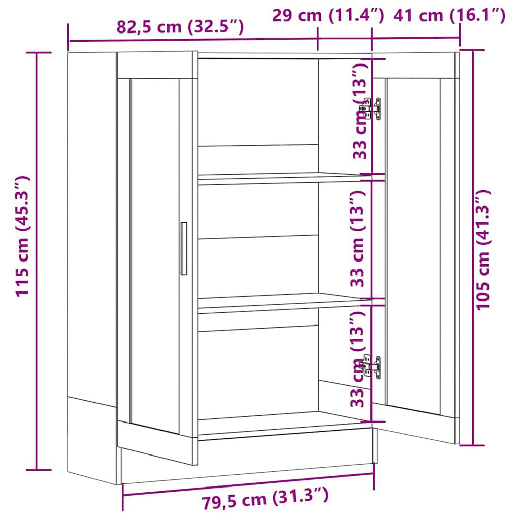 Vitrinenschrank Schwarz 82,5X30,5X115 Cm Holzwerkstoff