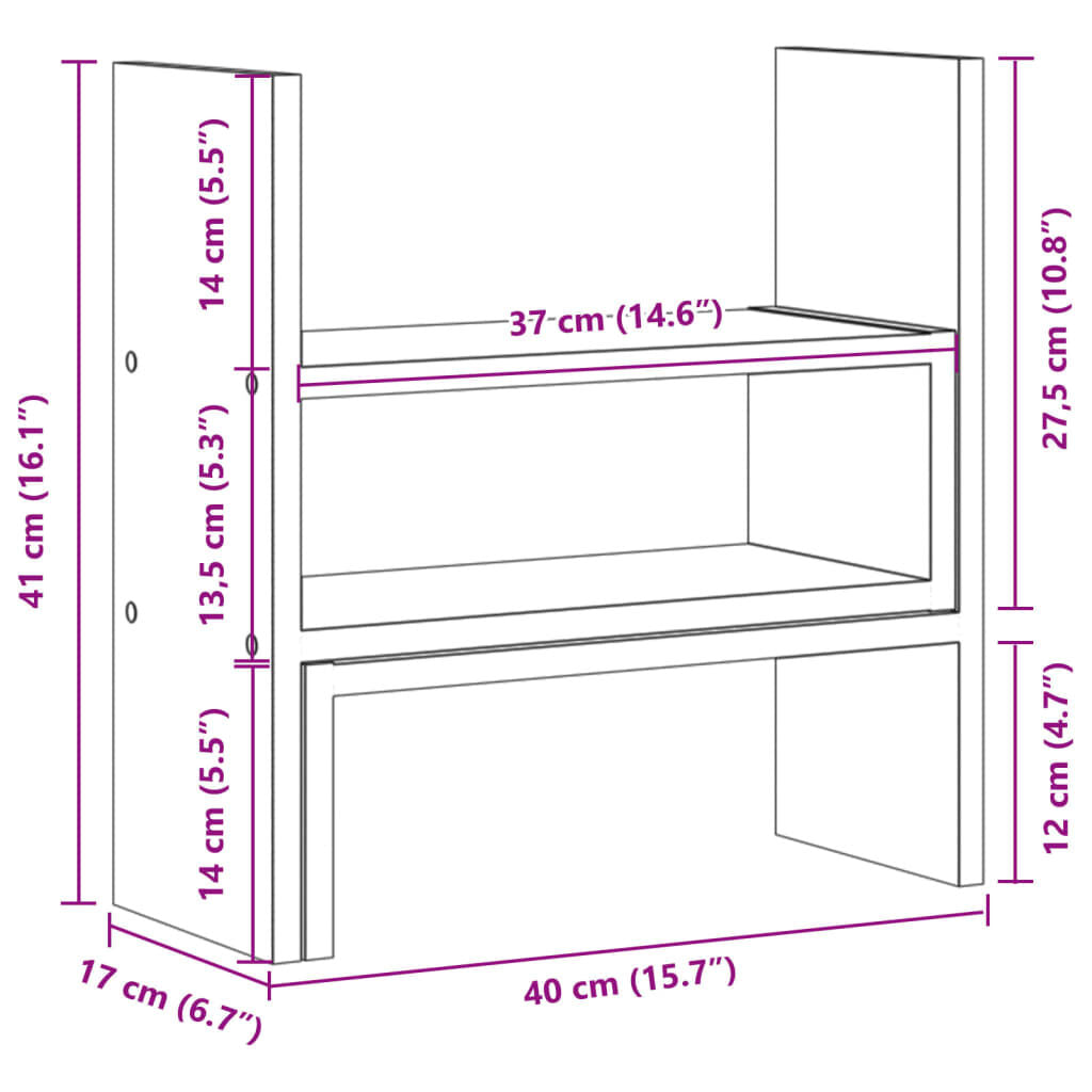 Schreibtisch-Organizer Verstellbar Eichen-Optik 40X17X41 Cm
