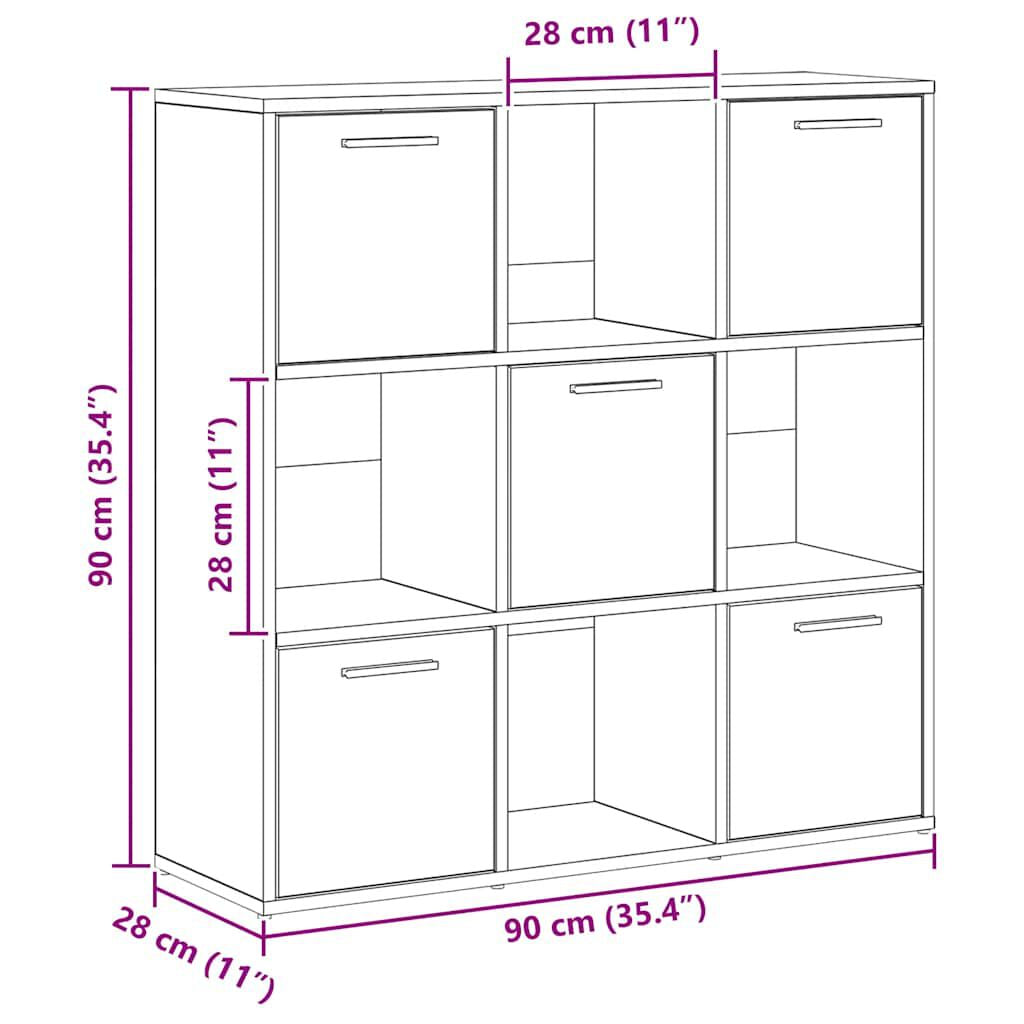 Bücherregal Artisan-Eiche 90X28X90 Cm Holzwerkstoff