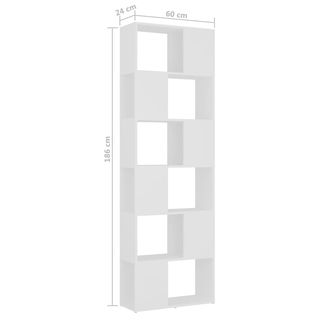 Bücherregal Raumteiler Weiß 60X24X186 Cm