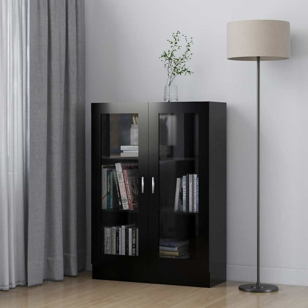 Vitrinenschrank Schwarz 82,5X30,5X115 Cm Holzwerkstoff